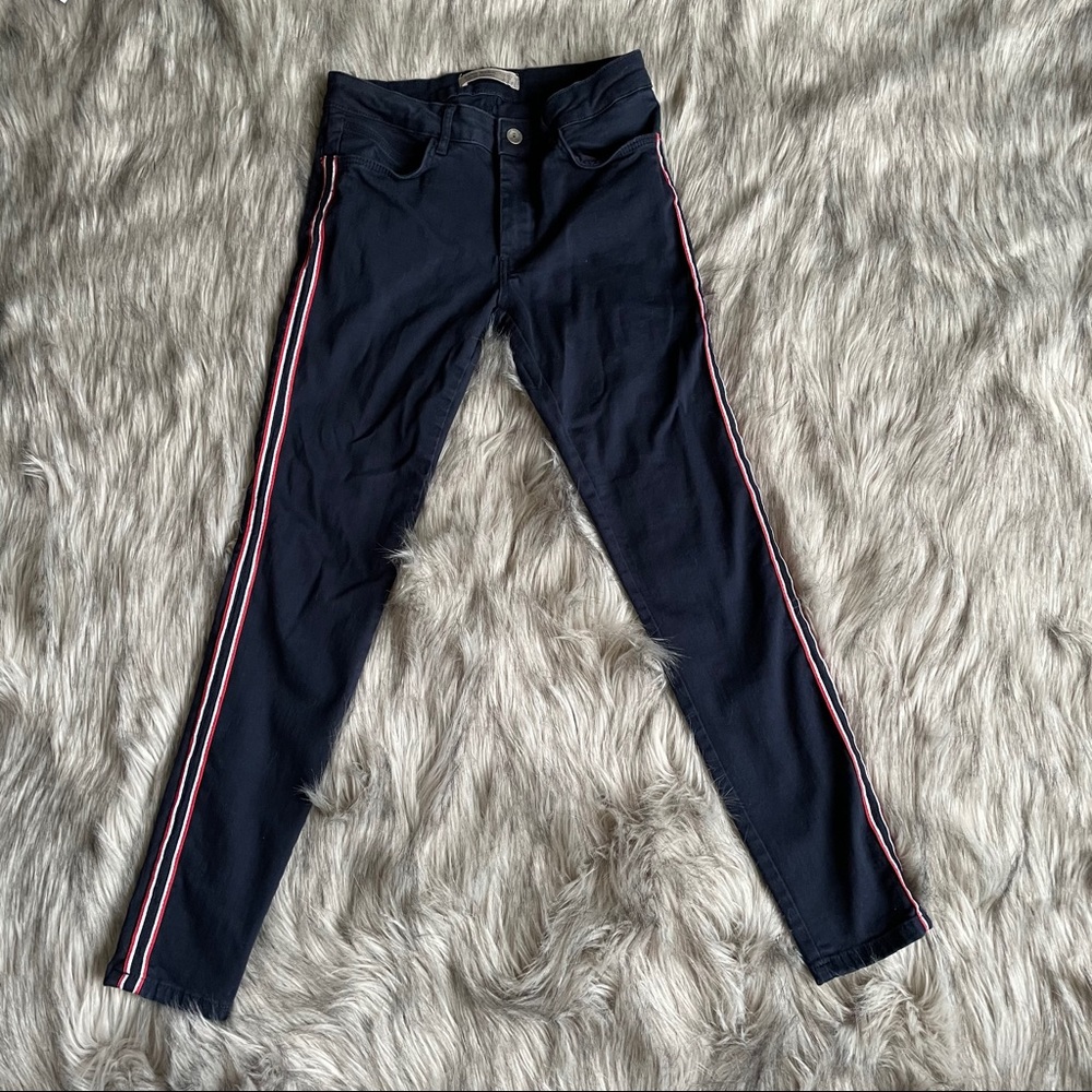 Zara Z1975 navy jeans w stripes
